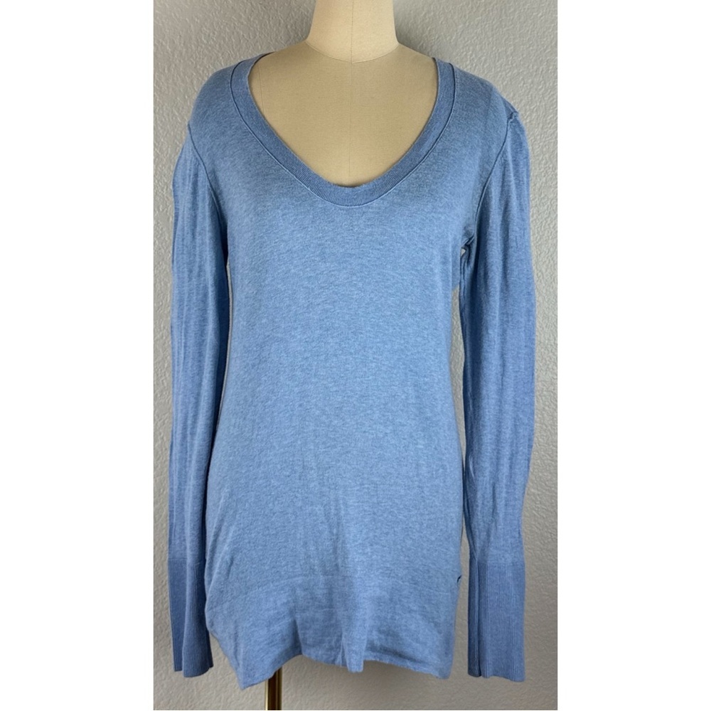 American Eagle Womens Y2K Sky Blue Scoop Neck Pullover Knit V-Neck Sweater Large